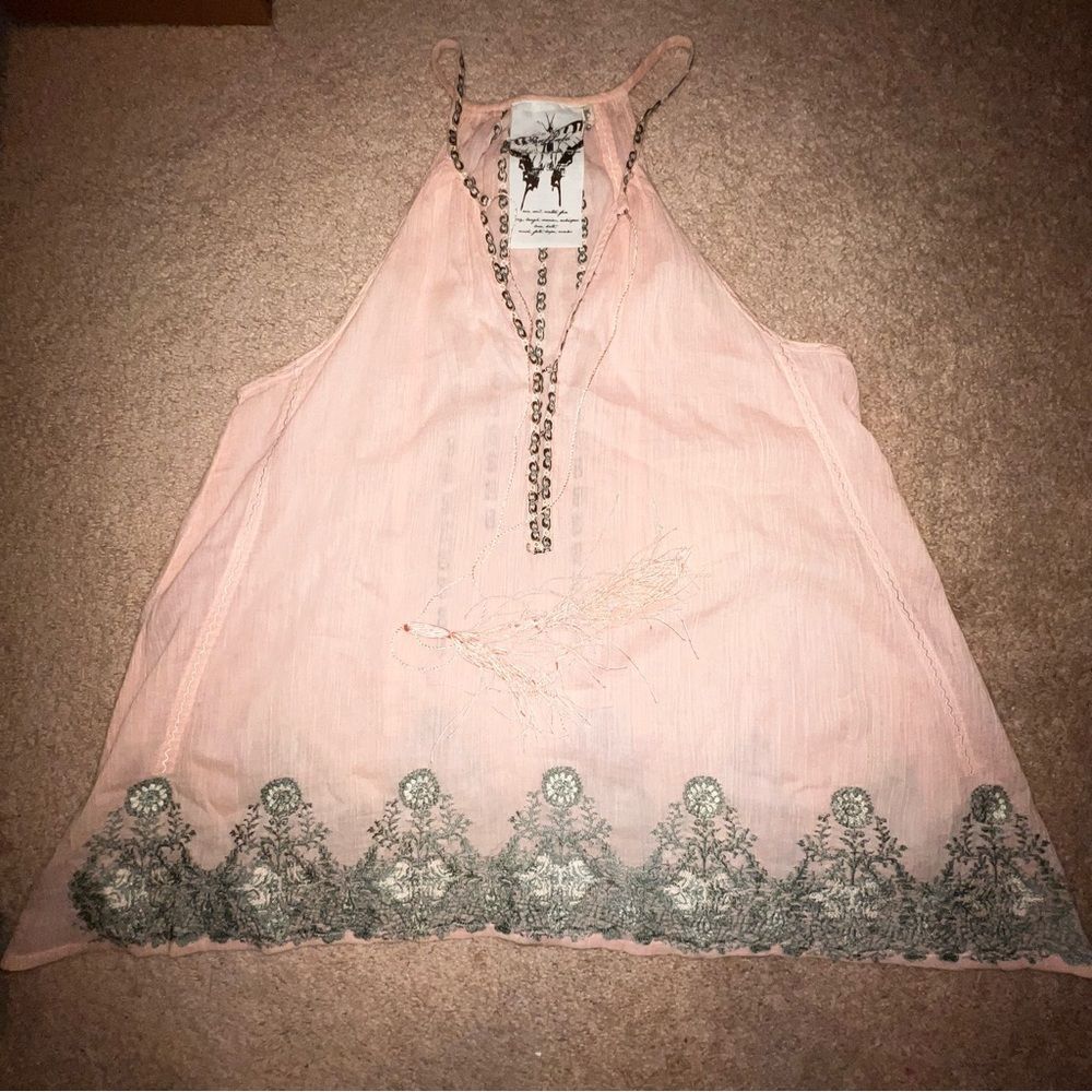 BUFFALO by David Bitton Pink Embroidered Halter Top M
